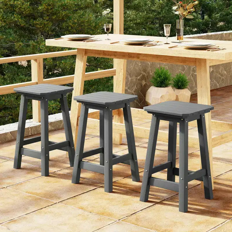 WestinTrends Malibu 24 All Weather Hdpe Outdoor Patio Square Backless Counter Stool (Set of 3)
