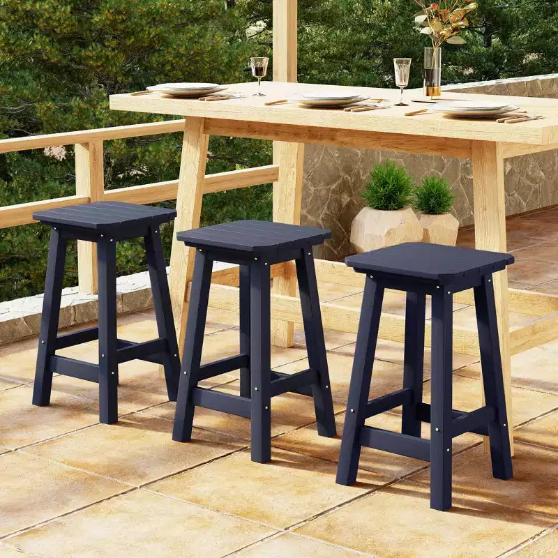 WestinTrends Malibu 24 All Weather Hdpe Outdoor Patio Square Backless Counter Stool (Set of 3)