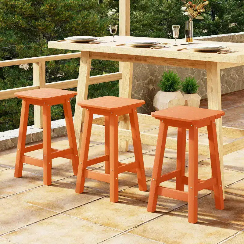 WestinTrends Malibu 24 All Weather Hdpe Outdoor Patio Square Backless Counter Stool (Set of 3)