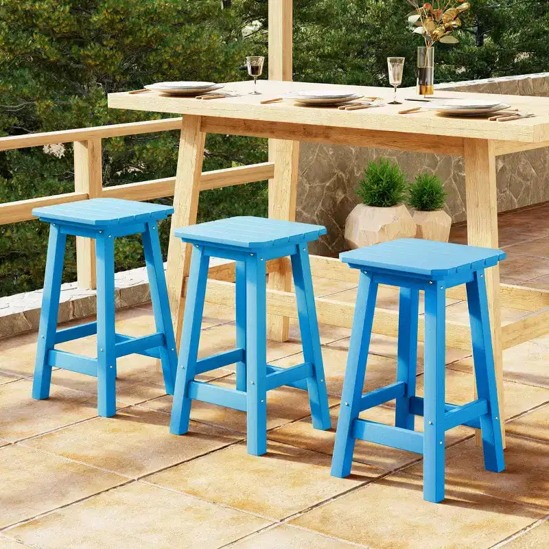 WestinTrends Malibu 24 All Weather Hdpe Outdoor Patio Square Backless Counter Stool (Set of 3)