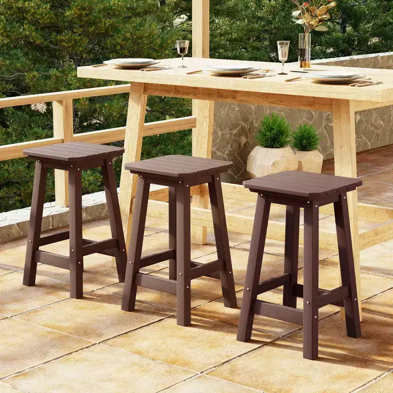 WestinTrends Malibu 24 All Weather Hdpe Outdoor Patio Square Backless Counter Stool (Set of 3)