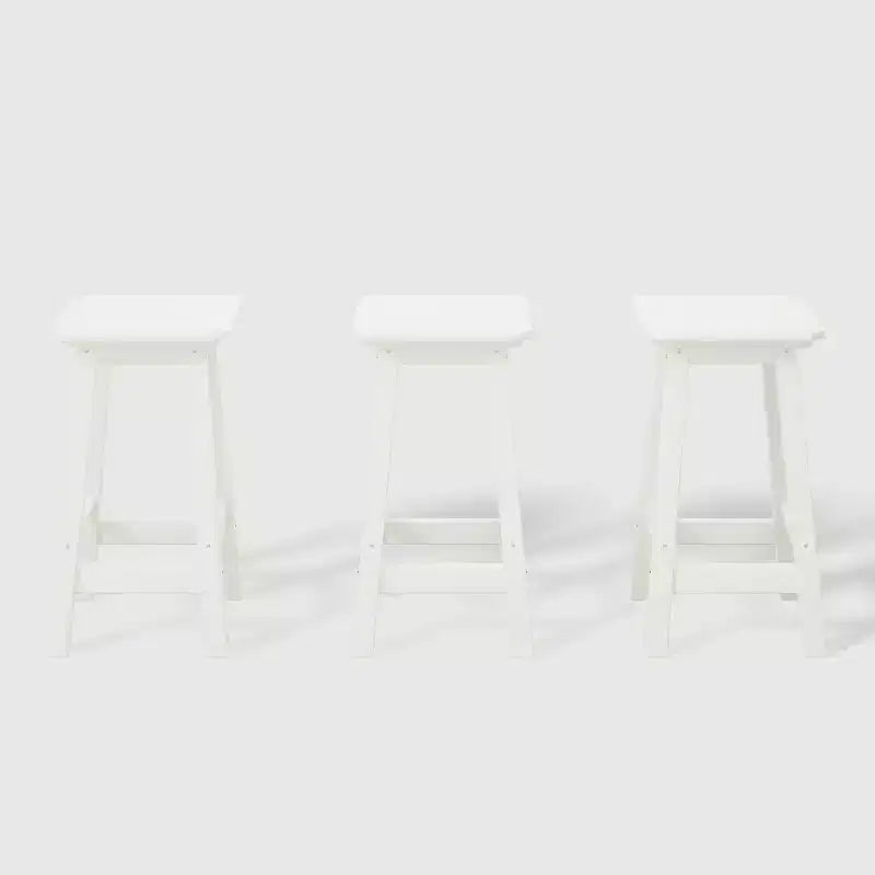 WestinTrends Malibu Sgabello da banco quadrato senza schienale per esterni in HDPE resistente alle intemperie da 24 pollici (set da 3)