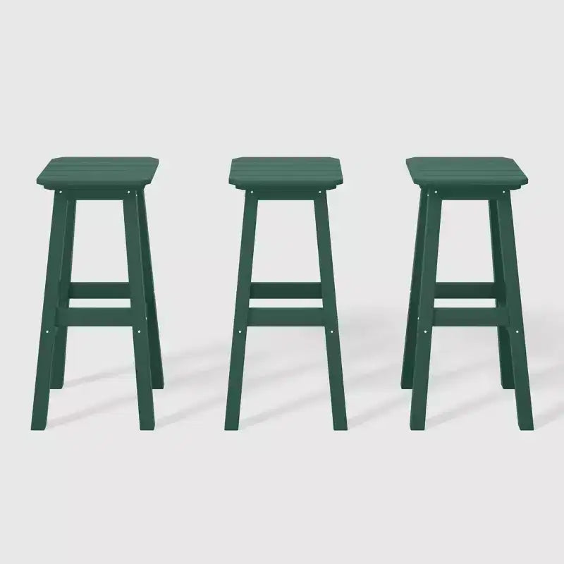 WestinTrends Malibu 29" Sgabello da bar senza schienale quadrato da esterno in HDPE per tutte le stagioni (Set di 3)