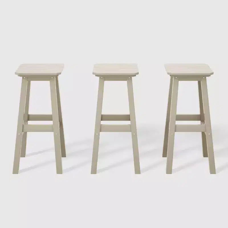 WestinTrends Malibu 29" Sgabello da bar senza schienale quadrato da esterno in HDPE per tutte le stagioni (Set di 3)