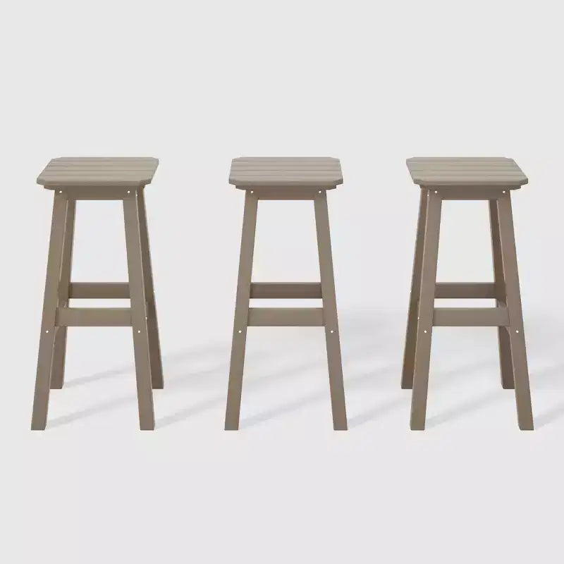 WestinTrends Malibu 29" Sgabello da bar senza schienale quadrato da esterno in HDPE per tutte le stagioni (Set di 3)