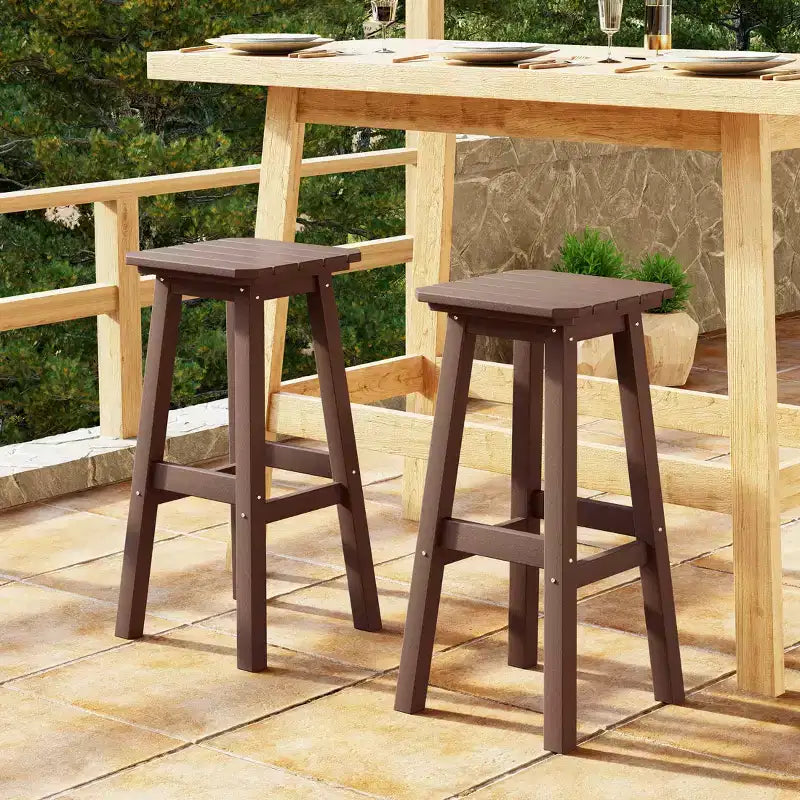 WestinTrends Malibu 29" Sgabello da bar quadrato senza schienale per esterni in HDPE per tutte le stagioni (set da 2)