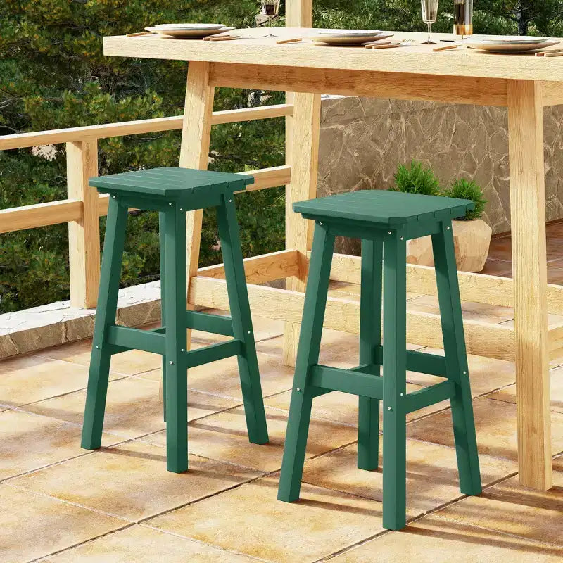 WestinTrends Malibu 29" Sgabello da bar quadrato senza schienale per esterni in HDPE per tutte le stagioni (set da 2)