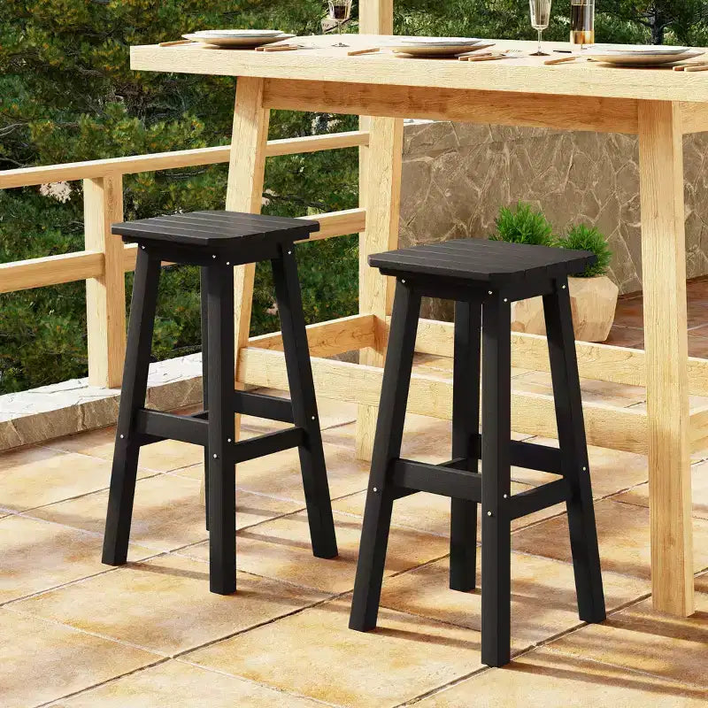WestinTrends Malibu 29" Sgabello da bar quadrato senza schienale per esterni in HDPE per tutte le stagioni (set da 2)