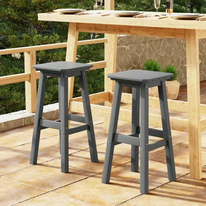 WestinTrends Malibu 29" Sgabello da bar quadrato senza schienale per esterni in HDPE per tutte le stagioni (set da 2)