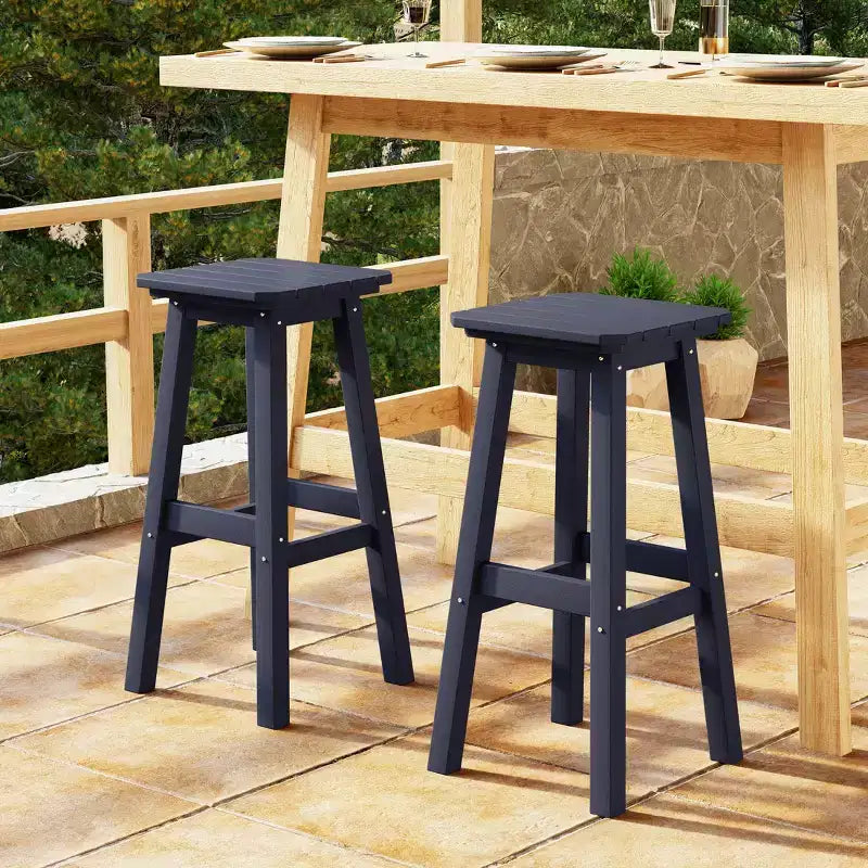 WestinTrends Malibu 29" Sgabello da bar quadrato senza schienale per esterni in HDPE per tutte le stagioni (set da 2)