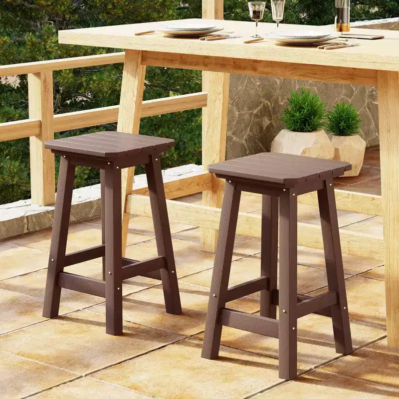 WestinTrends Malibu 24 All Weather Hdpe Outdoor Patio Square Backless Counter Stool (Set of 2)