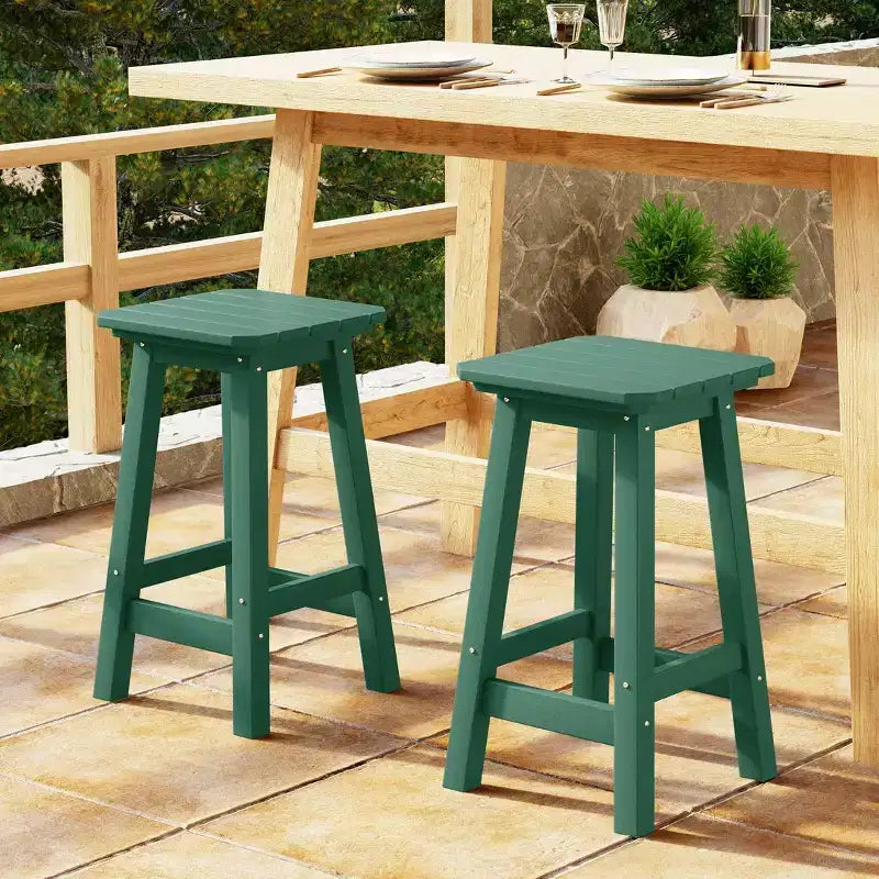 WestinTrends Malibu 24 All Weather Hdpe Outdoor Patio Square Backless Counter Stool (Set of 2)
