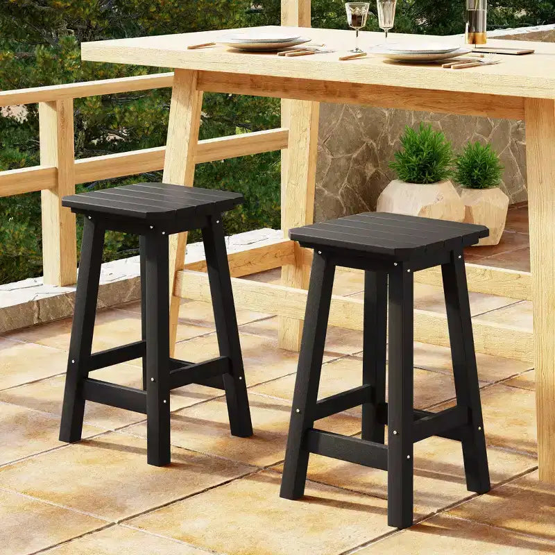 WestinTrends Malibu 24 All Weather Hdpe Outdoor Patio Square Backless Counter Stool (Set of 2)