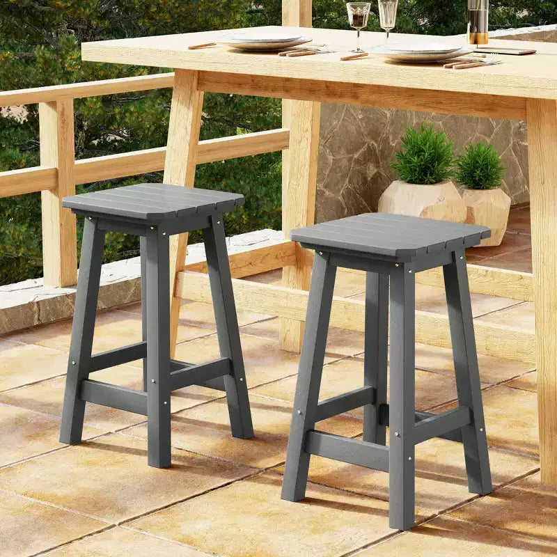 WestinTrends Malibu 24 All Weather Hdpe Outdoor Patio Square Backless Counter Stool (Set of 2)