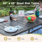9 Pieces Patio Dining Set, Metal Table and Rattan Dining Chairs