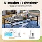 9 Pieces Patio Dining Set, Metal Table and Rattan Dining Chairs