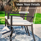 9 Pieces Patio Dining Set, Metal Table and Rattan Dining Chairs