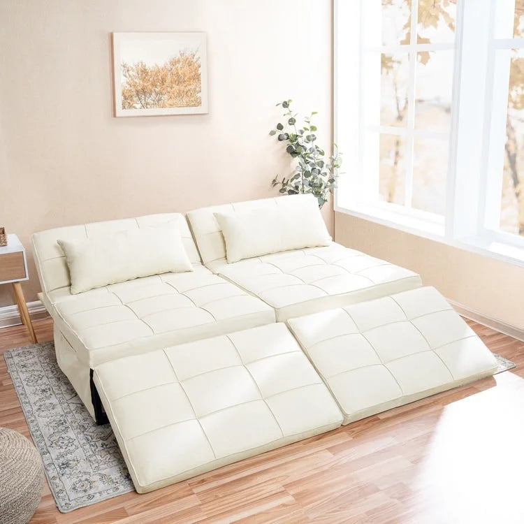 Sedia Letto Trasformabile, Letto Ottomano Convertibile Multifunzione 4 in 1, Sedia Letto Traspirante in Lino, Divano Letto Convertibile