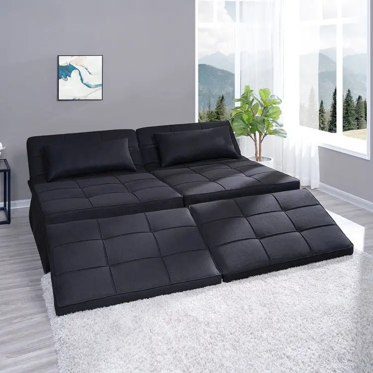 Sedia Letto Trasformabile, Letto Ottomano Convertibile Multifunzione 4 in 1, Sedia Letto Traspirante in Lino, Divano Letto Convertibile