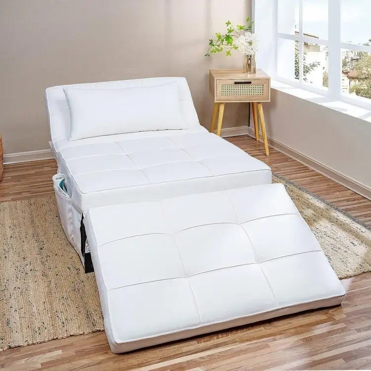 Sedia Letto Trasformabile, Letto Ottomano Convertibile Multifunzione 4 in 1, Sedia Letto Traspirante in Lino, Divano Letto Convertibile