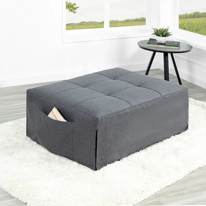 Sleeper Chair Bed, 4 In 1 Multi-Function Convertible Ottoman Bed, Breathable Linen Bed Chair, Convertible Sofa Bed