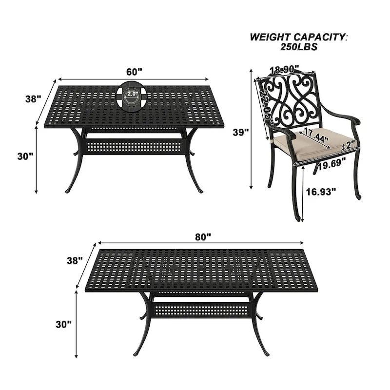 8 - Person Rectangular Outdoor Dining Set with Cushions