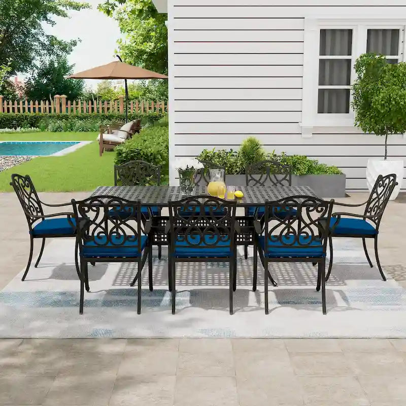 8 - Person Rectangular Outdoor Dining Set with Cushions