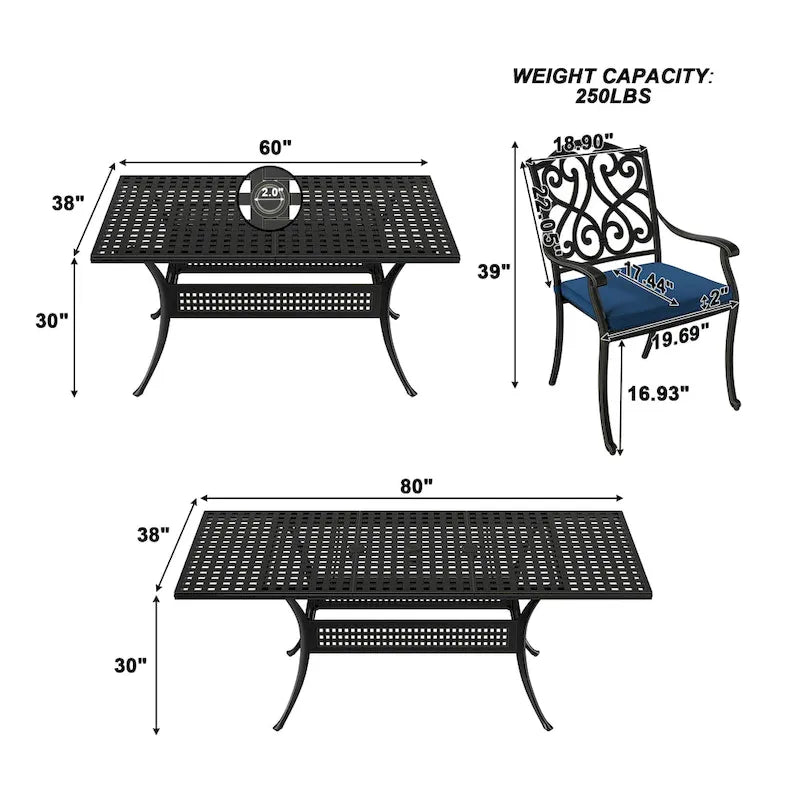 8 - Person Rectangular Outdoor Dining Set with Cushions