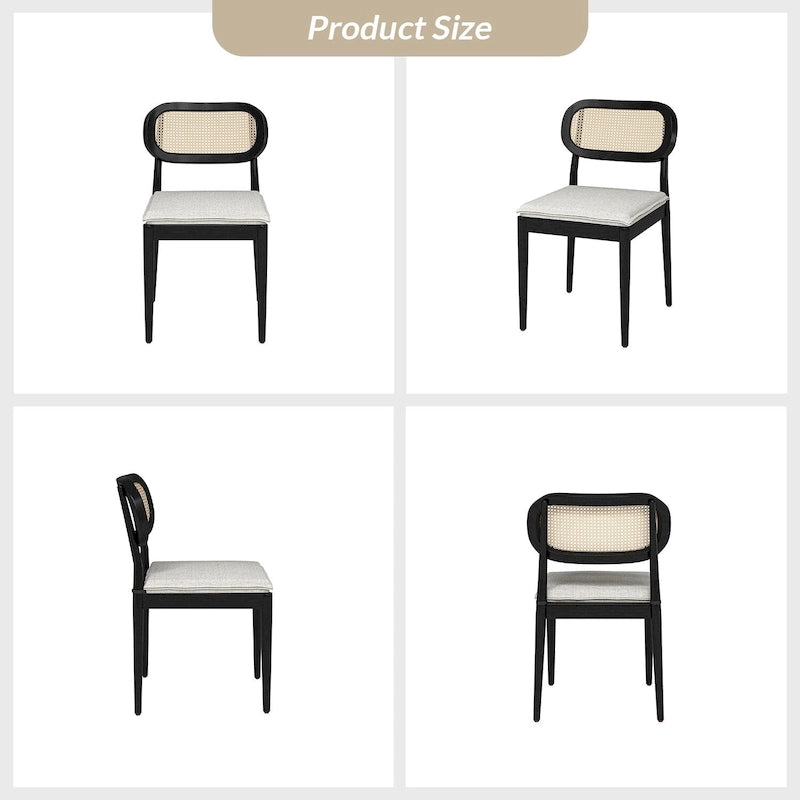 Konstantin Modern Solid Wood Dining Chair with Ratten Back and Removable Cushion Set of 6 by HULALA HOME