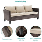 BONOSUKI 5Pcs Patio Furniture Swivel Rocking Sofa Set Brown Rattan