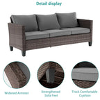 BONOSUKI 5Pcs Patio Furniture Swivel Rocking Sofa Set Brown Rattan