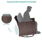 BONOSUKI 5Pcs Patio Furniture Swivel Rocking Sofa Set Brown Rattan