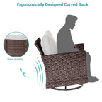 BONOSUKI 5Pcs Patio Furniture Swivel Rocking Sofa Set Brown Rattan