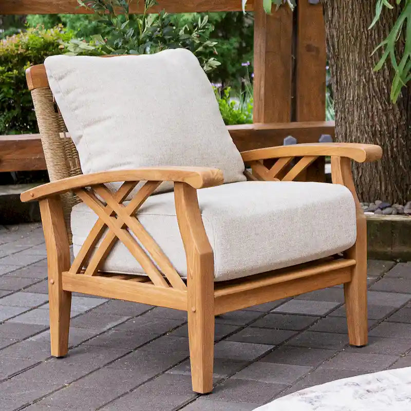 Cambridge Casual Carmel 3-Piece Teak Patio Chat Set with Cushions