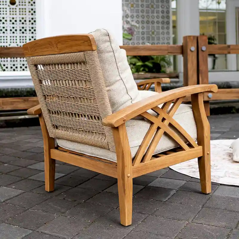 Cambridge Casual Carmel 3-Piece Teak Patio Chat Set with Cushions