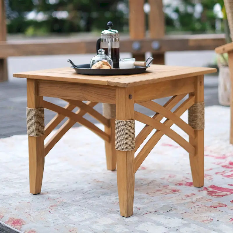 Cambridge Casual Carmel 3-Piece Teak Patio Chat Set with Cushions