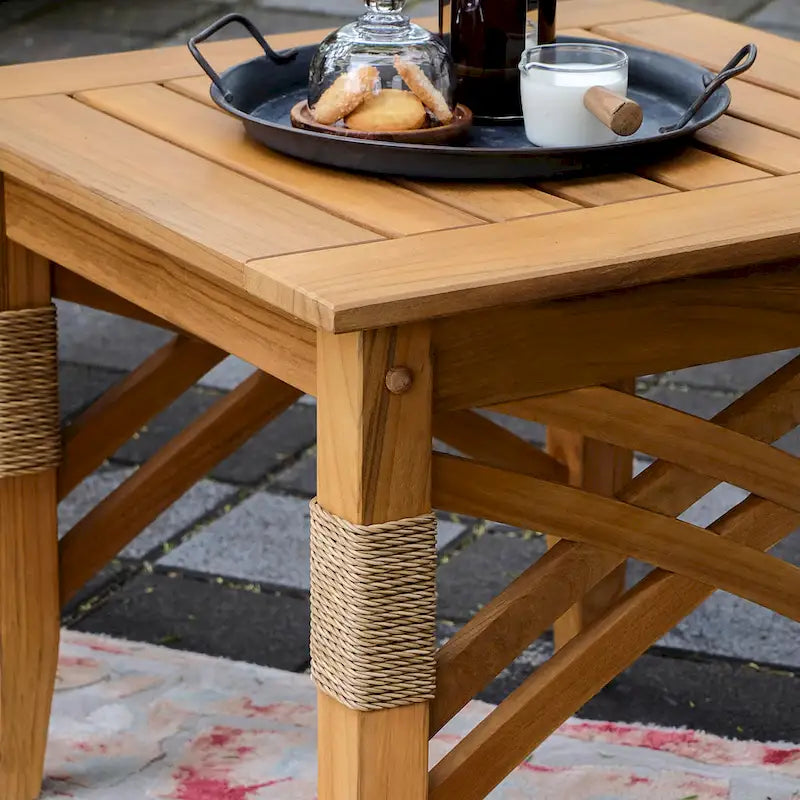 Cambridge Casual Carmel 3-Piece Teak Patio Chat Set with Cushions