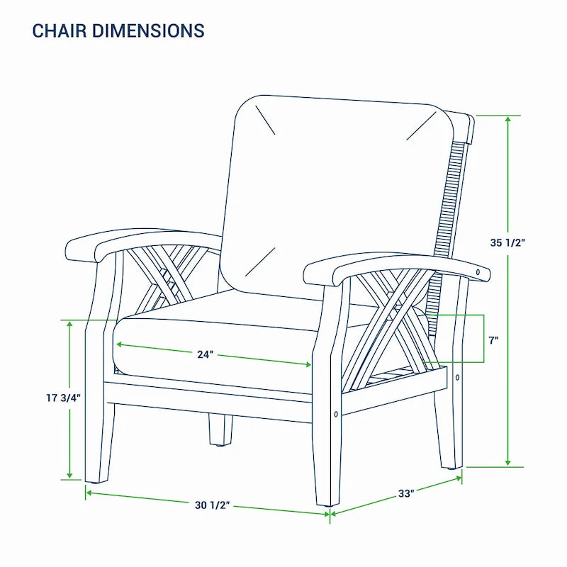 Cambridge Casual Carmel 3-Piece Teak Patio Chat Set with Cushions