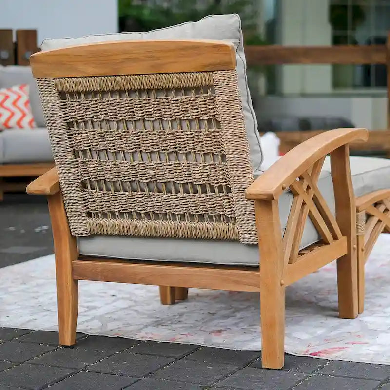 Cambridge Casual Carmel 3-Piece Teak Patio Chat Set with Cushions