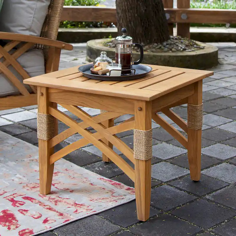 Cambridge Casual Carmel 3-Piece Teak Patio Chat Set with Cushions