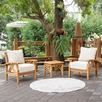 Cambridge Casual Carmel 3-Piece Teak Patio Chat Set with Cushions