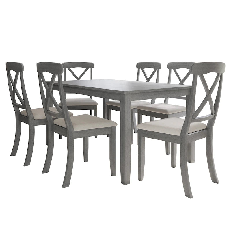 Set da pranzo da 7 pezzi in legno stile rustico CraftPorch