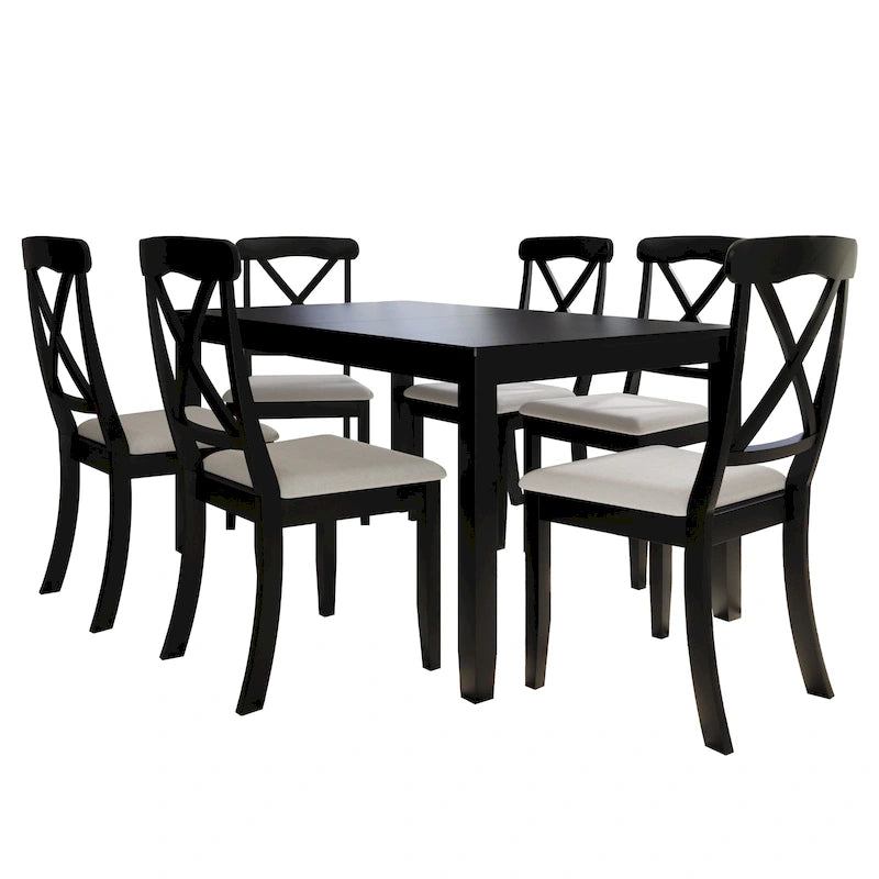 Set da pranzo da 7 pezzi in legno stile rustico CraftPorch