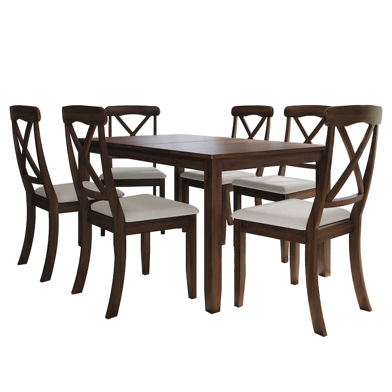 Set da pranzo da 7 pezzi in legno stile rustico CraftPorch