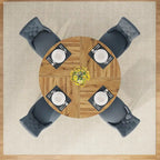 47 Inch Round Dining Table for 4, Wood Kitchen Dinner Table for Kitchen Dining Living Room - N/A