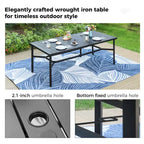 9-Piece Patio Dining Set, Metal Table and Foldable Sling Dining Chairs with 7 Levels Adjustable