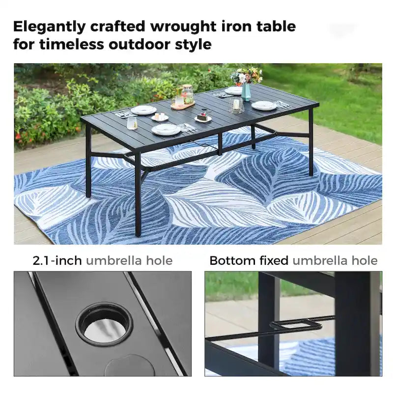 9-Piece Patio Dining Set, Metal Table and Foldable Sling Dining Chairs with 7 Levels Adjustable
