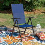 9-Piece Patio Dining Set, Metal Table and Foldable Sling Dining Chairs with 7 Levels Adjustable