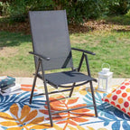9-Piece Patio Dining Set, Metal Table and Foldable Sling Dining Chairs with 7 Levels Adjustable