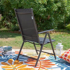 9-Piece Patio Dining Set, Metal Table and Foldable Sling Dining Chairs with 7 Levels Adjustable
